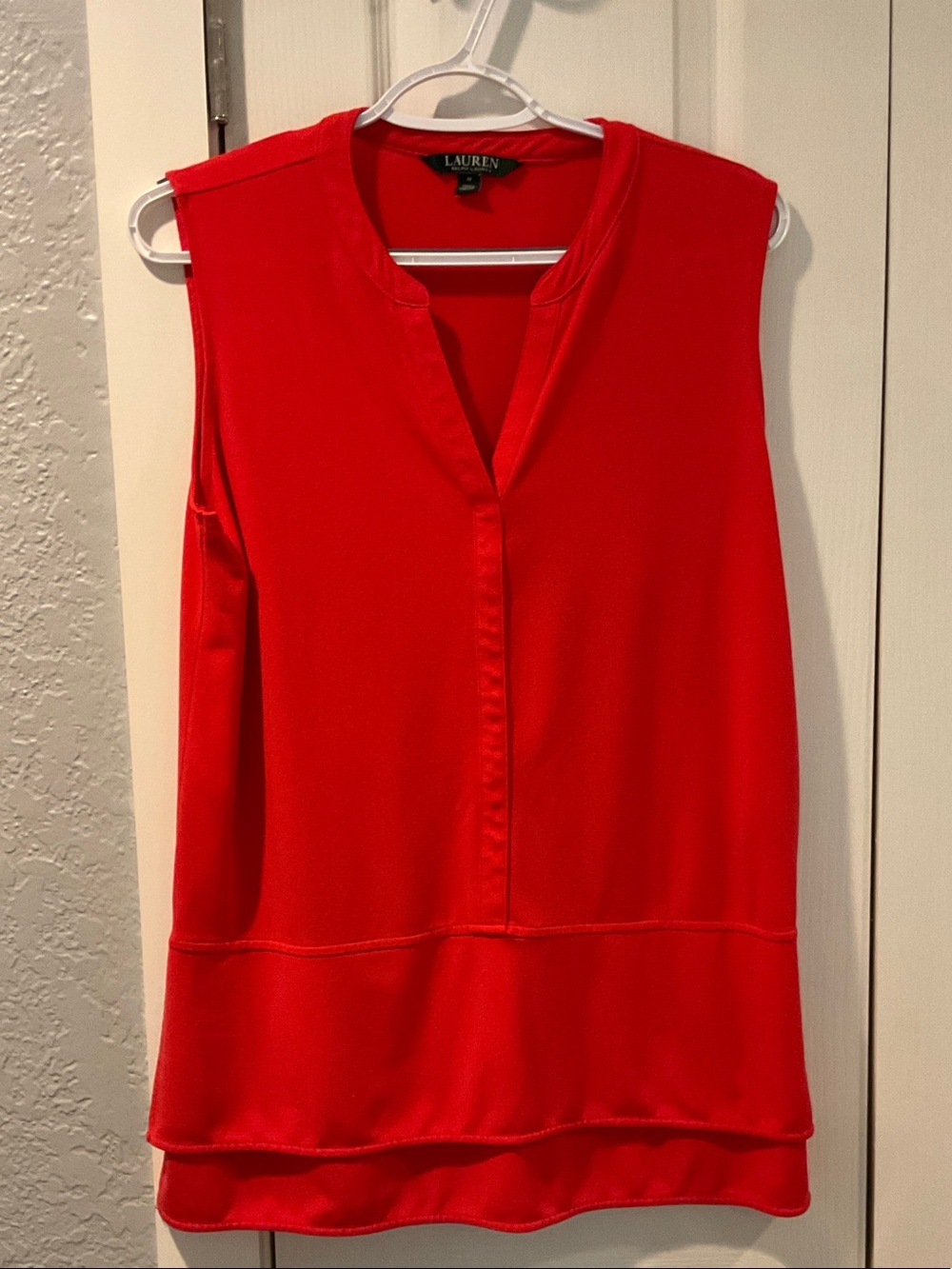Lauren Ralph Lauren Vibrant Red Sleeveless V-Neck Layered Top